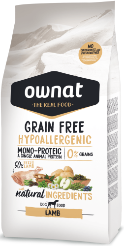 Ownat Grain Free Hypoallergenic Adulte sans céréales Agneau - 3kg